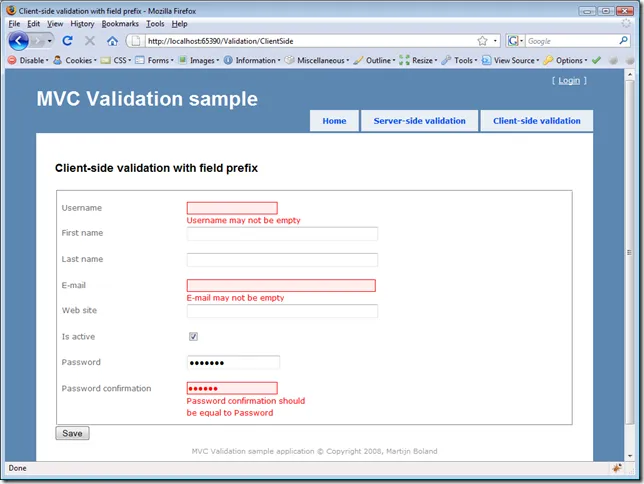 validation-sample-app
